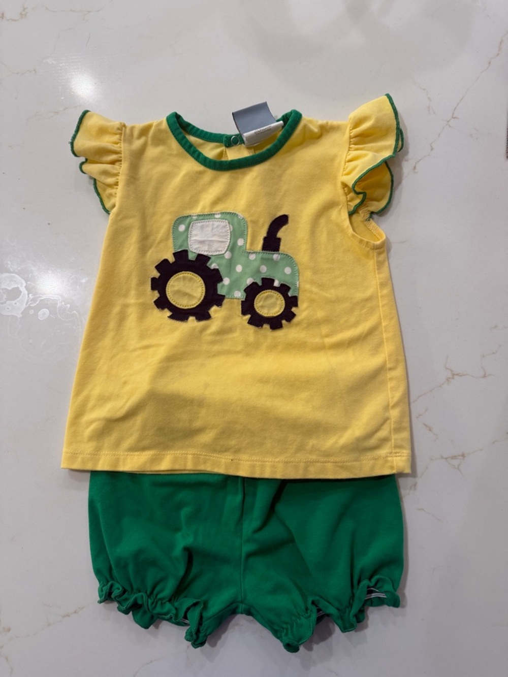 Yellow & Green Tractor Applique Kids Matching Set